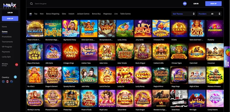 Mirax Casino interface